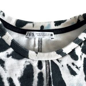 ZARA Tie Dye Sweatshirt Black Blue White Size Medium